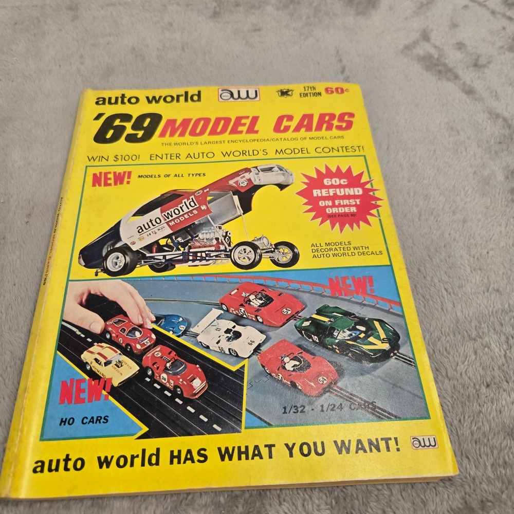 Vintage 1969 Auto World Model Cars Catalog 17th Edition HO Slot Cars Testors